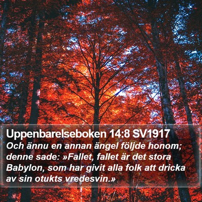 Uppenbarelseboken 14:8 SV1917 Bible Verse Image