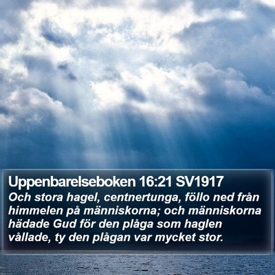 Uppenbarelseboken 16:21 SV1917 Bible Verse Image