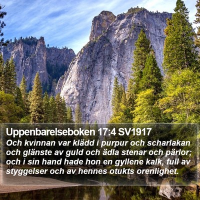 Uppenbarelseboken 17:4 SV1917 Bible Verse Image