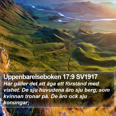 Uppenbarelseboken 17:9 SV1917 Bible Verse Image
