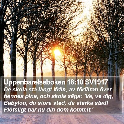 Uppenbarelseboken 18:10 SV1917 Bible Verse Image