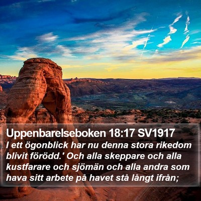 Uppenbarelseboken 18:17 SV1917 Bible Verse Image