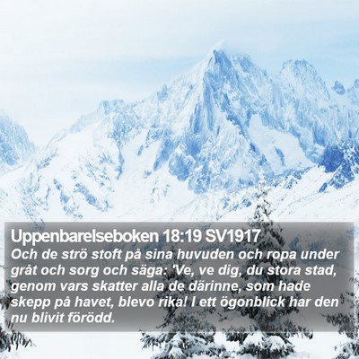 Uppenbarelseboken 18:19 SV1917 Bible Verse Image