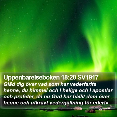Uppenbarelseboken 18:20 SV1917 Bible Verse Image