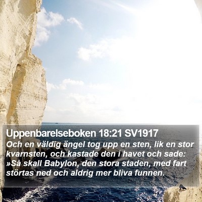 Uppenbarelseboken 18:21 SV1917 Bible Verse Image