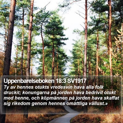 Uppenbarelseboken 18:3 SV1917 Bible Verse Image