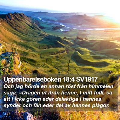 Uppenbarelseboken 18:4 SV1917 Bible Verse Image