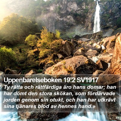 Uppenbarelseboken 19:2 SV1917 Bible Verse Image