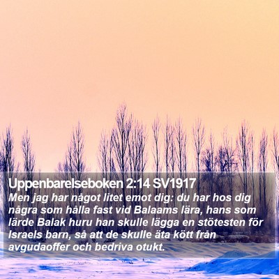 Uppenbarelseboken 2:14 SV1917 Bible Verse Image