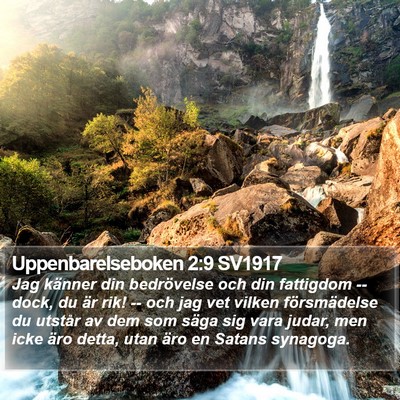 Uppenbarelseboken 2:9 SV1917 Bible Verse Image