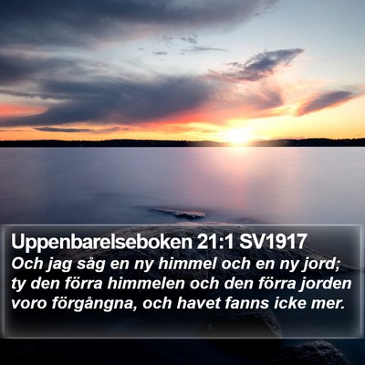 Uppenbarelseboken 21:1 SV1917 Bible Verse Image