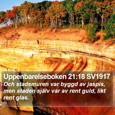 Uppenbarelseboken 21:18 SV1917 Bible Verse Image