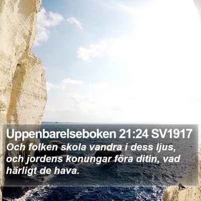 Uppenbarelseboken 21:24 SV1917 Bible Verse Image