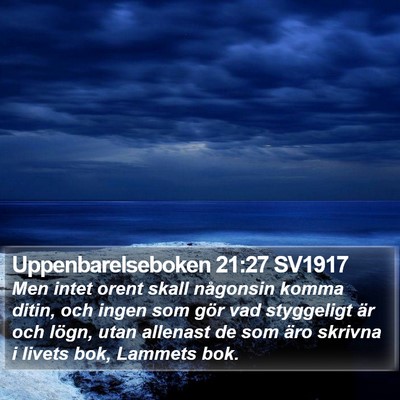 Uppenbarelseboken 21:27 SV1917 Bible Verse Image