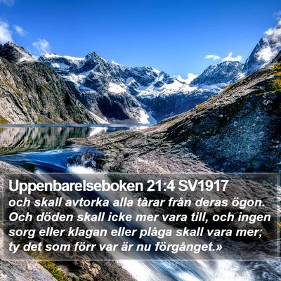 Uppenbarelseboken 21:4 SV1917 Bible Verse Image
