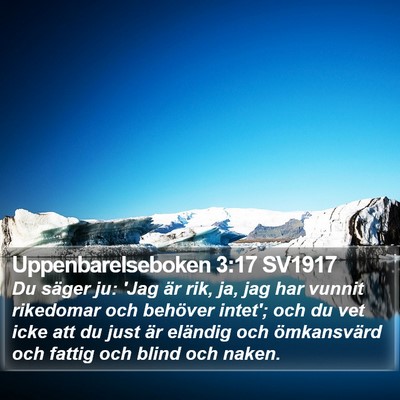 Uppenbarelseboken 3:17 SV1917 Bible Verse Image