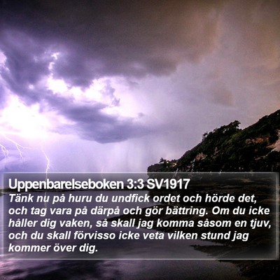 Uppenbarelseboken 3:3 SV1917 Bible Verse Image