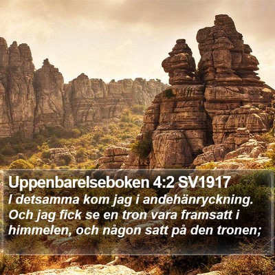 Uppenbarelseboken 4:2 SV1917 Bible Verse Image