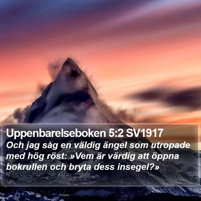 Uppenbarelseboken 5:2 SV1917 Bible Verse Image