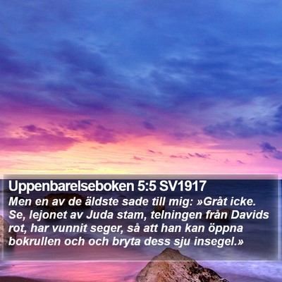 Uppenbarelseboken 5:5 SV1917 Bible Verse Image