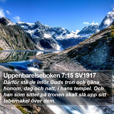Uppenbarelseboken 7:15 SV1917 Bible Verse Image