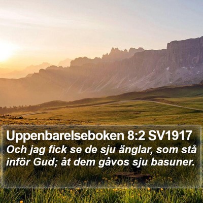 Uppenbarelseboken 8:2 SV1917 Bible Verse Image