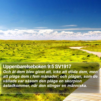 Uppenbarelseboken 9:5 SV1917 Bible Verse Image