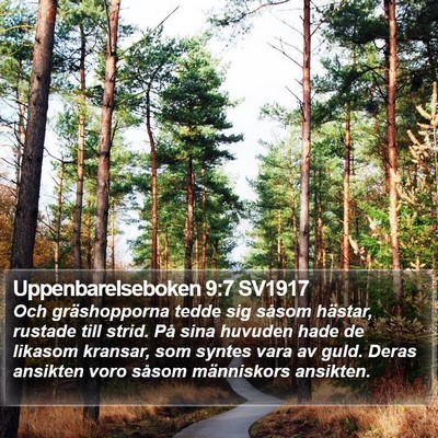 Uppenbarelseboken 9:7 SV1917 Bible Verse Image