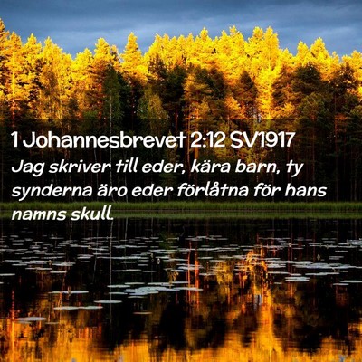 Picture 02 - 1 Johannesbrevet 2:12 SV1917 - Jag skriver till eder, kära barn, ty synderna - Bible Verse Picture