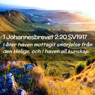 Picture 02 - 1 Johannesbrevet 2:20 SV1917 - I åter haven mottagit smörjelse från den - Bible Verse Picture