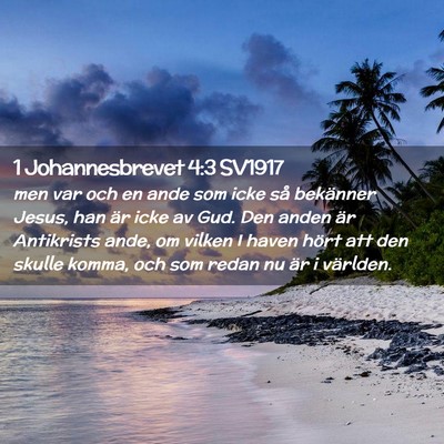 Picture 02 - 1 Johannesbrevet 4:3 SV1917 - men var och en ande som icke så bekänner Jesus, - Bible Verse Picture