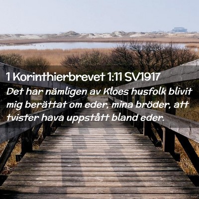 Picture 02 - 1 Korinthierbrevet 1:11 SV1917 - Det har nämligen av Kloes husfolk blivit mig - Bible Verse Picture