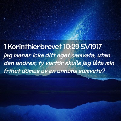 Picture 02 - 1 Korinthierbrevet 10:29 SV1917 - jag menar icke ditt eget samvete, utan den - Bible Verse Picture