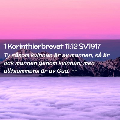 Picture 02 - 1 Korinthierbrevet 11:12 SV1917 - Ty såsom kvinnan är av mannen, så är ock - Bible Verse Picture