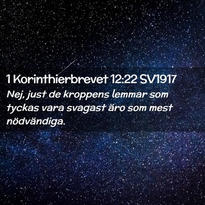 Picture 02 - 1 Korinthierbrevet 12:22 SV1917 - Nej, just de kroppens lemmar som tyckas vara - Bible Verse Picture