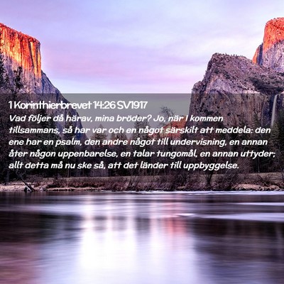 Picture 02 - 1 Korinthierbrevet 14:26 SV1917 - Vad följer då härav, mina bröder? Jo, när I - Bible Verse Picture