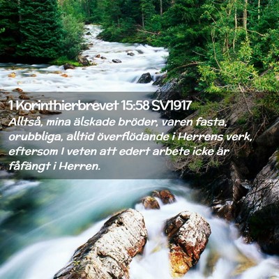 Picture 02 - 1 Korinthierbrevet 15:58 SV1917 - Alltså, mina älskade bröder, varen fasta, - Bible Verse Picture