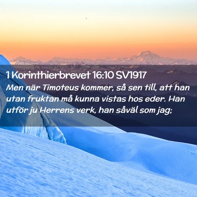 Picture 02 - 1 Korinthierbrevet 16:10 SV1917 - Men när Timoteus kommer, så sen till, att han - Bible Verse Picture