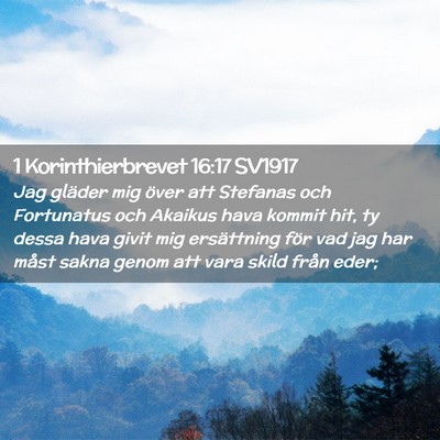 Picture 02 - 1 Korinthierbrevet 16:17 SV1917 - Jag gläder mig över att Stefanas och Fortunatus - Bible Verse Picture