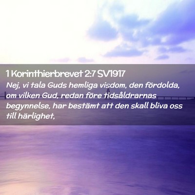 Picture 02 - 1 Korinthierbrevet 2:7 SV1917 - Nej, vi tala Guds hemliga visdom, den fördolda, - Bible Verse Picture