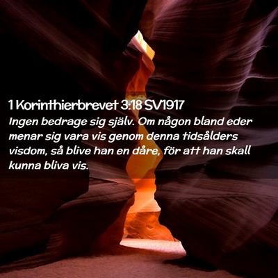 Picture 02 - 1 Korinthierbrevet 3:18 SV1917 - Ingen bedrage sig själv. Om någon bland eder - Bible Verse Picture