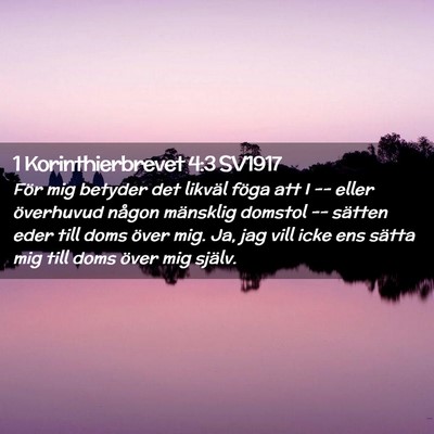 Picture 02 - 1 Korinthierbrevet 4:3 SV1917 - För mig betyder det likväl föga att I -- eller - Bible Verse Picture