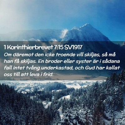 Picture 02 - 1 Korinthierbrevet 7:15 SV1917 - Om däremot den icke troende vill skiljas, så - Bible Verse Picture