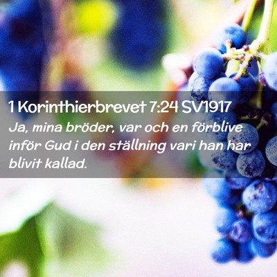 Picture 02 - 1 Korinthierbrevet 7:24 SV1917 - Ja, mina bröder, var och en förblive inför Gud - Bible Verse Picture