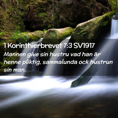Picture 02 - 1 Korinthierbrevet 7:3 SV1917 - Mannen give sin hustru vad han är henne pliktig, - Bible Verse Picture