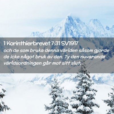 Picture 02 - 1 Korinthierbrevet 7:31 SV1917 - och de som bruka denna världen såsom gjorde de - Bible Verse Picture