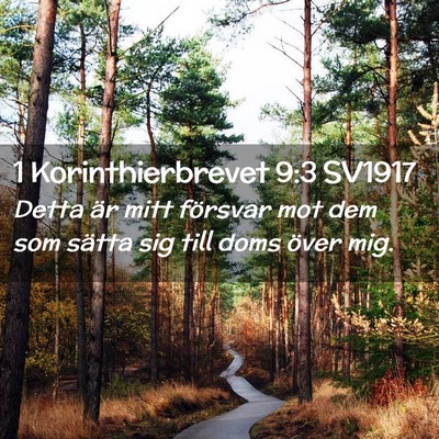 Picture 02 - 1 Korinthierbrevet 9:3 SV1917 - Detta är mitt försvar mot dem som sätta sig - Bible Verse Picture