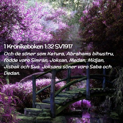 Picture 02 - 1 Krönikeboken 1:32 SV1917 - Och de söner som Ketura, Abrahams bihustru, - Bible Verse Picture