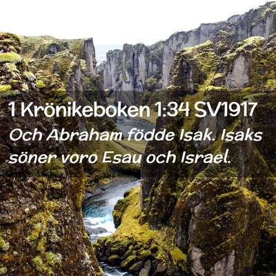 Picture 02 - 1 Krönikeboken 1:34 SV1917 - Och Abraham födde Isak. Isaks söner voro Esau - Bible Verse Picture