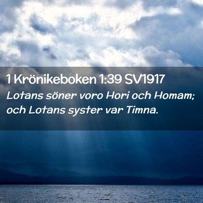 Picture 02 - 1 Krönikeboken 1:39 SV1917 - Lotans söner voro Hori och Homam; och Lotans - Bible Verse Picture
